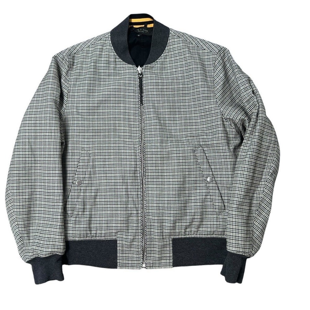 Rag & Bone "REVERSIBLE" Houndstooth Manston Men's Varsity Bomber Jacket – M